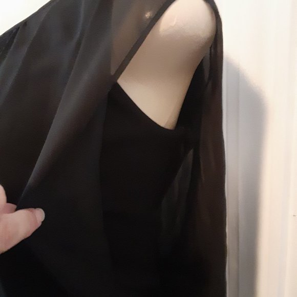 Aidan Mattox - Embroidered Chiffon Blouson Black/Nude Short Dress - Picture 4 of 14